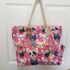 "NWT" ALFA Frenchie Tote W/ Pouch